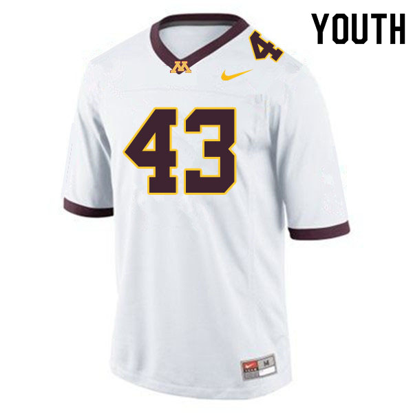 Youth #43 Bailey Schoenfelder Minnesota Golden Gophers College Football Jerseys Sale-White - Click Image to Close
